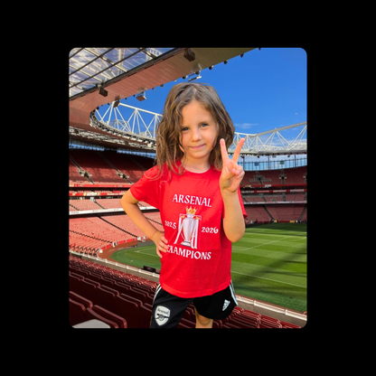 Arsenal Champions White Text Short Sleeved 100% Cotton Red T-Shirt