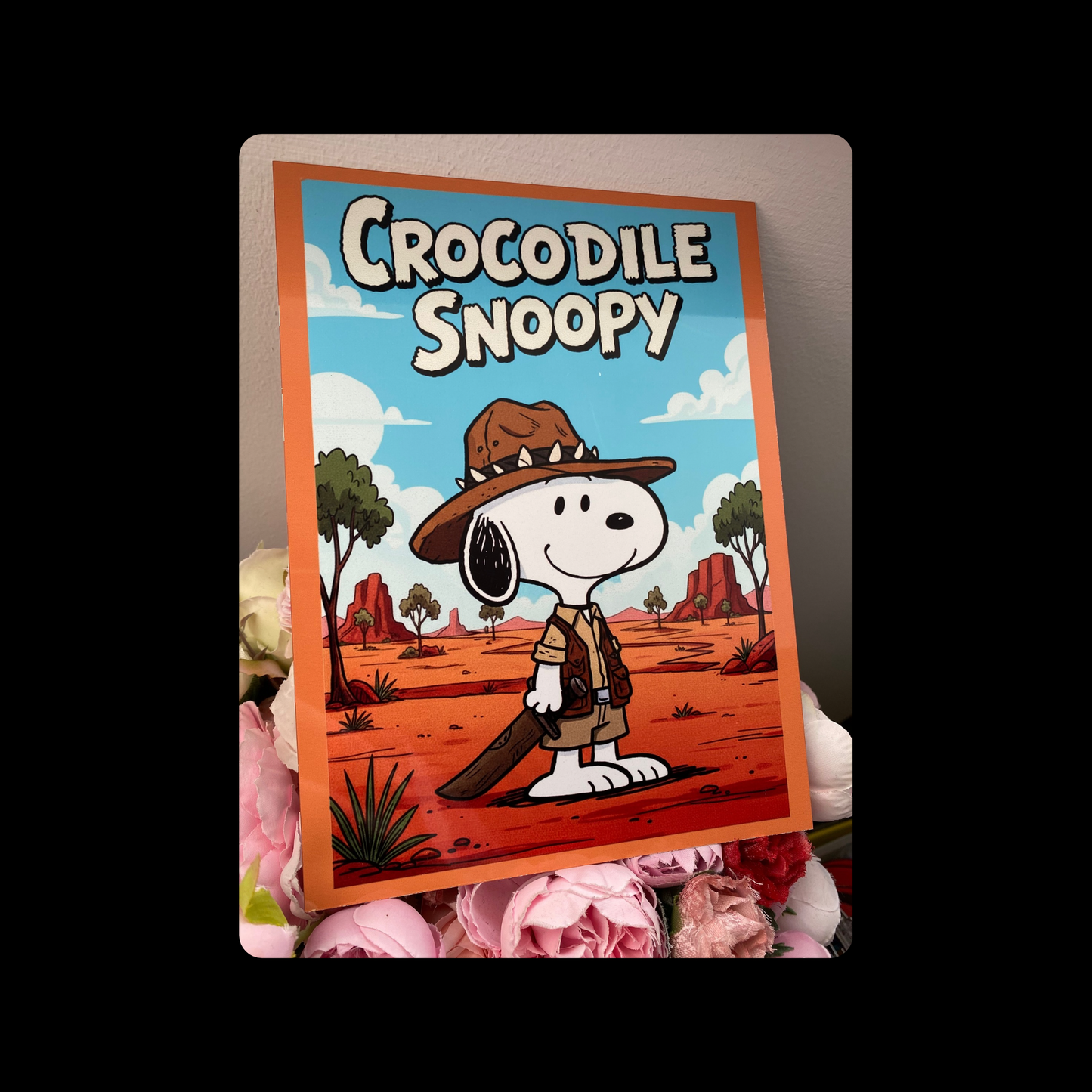 Snoopy Crocodile Dundee Metal Bar Sign 15cm x 20cm