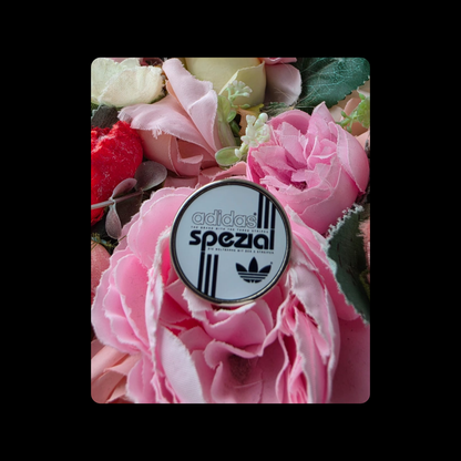Adidas Spezial White & Black Round Pin Badge 20mm