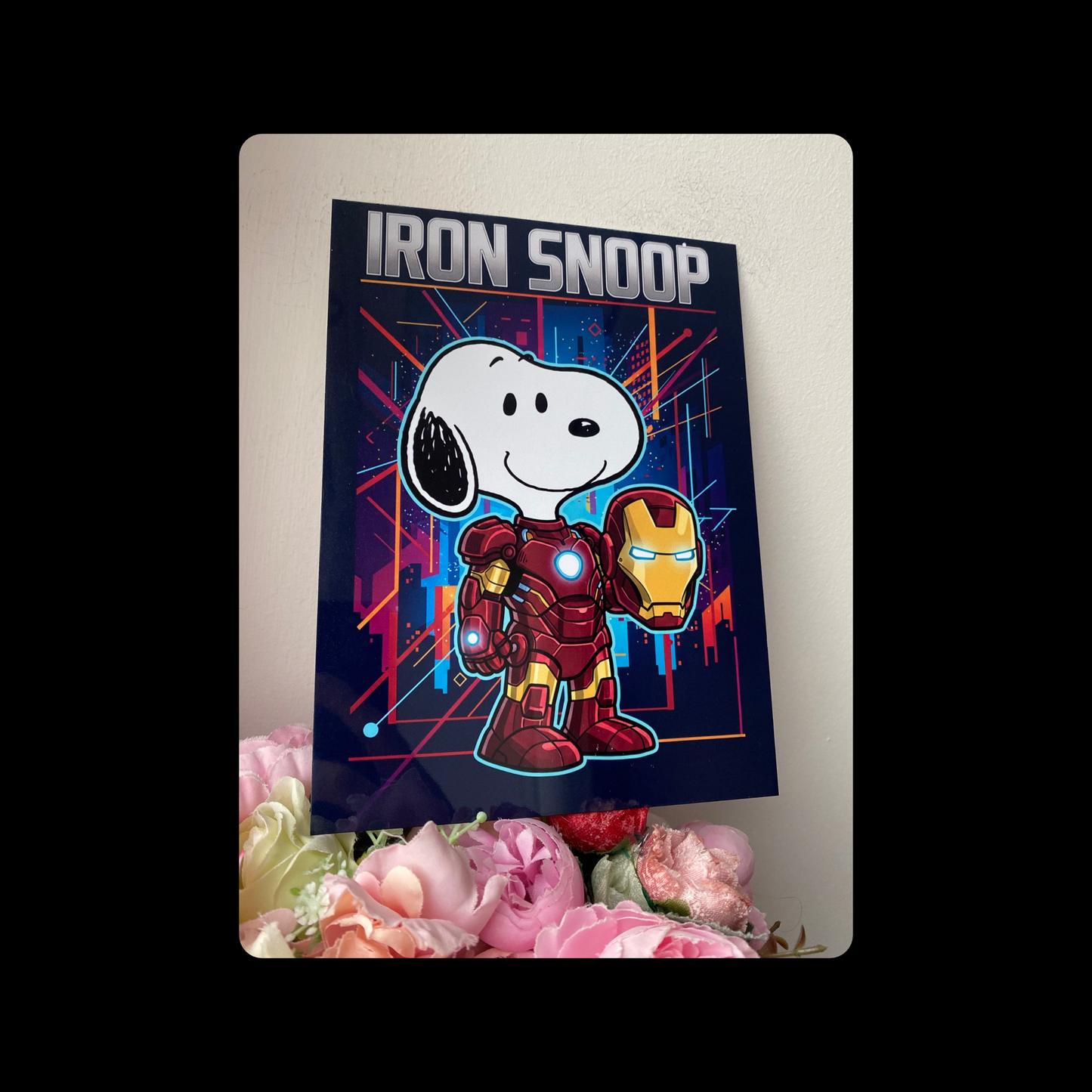 Snoopy Iron Man Metal Bar Sign 15cm x 20cm