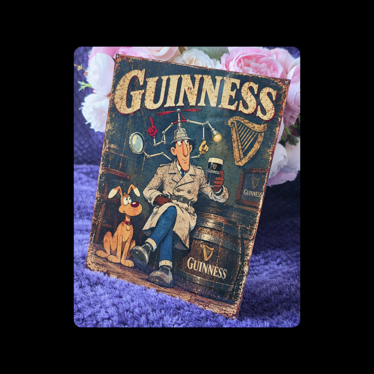 Inspector Gadget Guinness Metal Bar Sign 15cm x 20cm