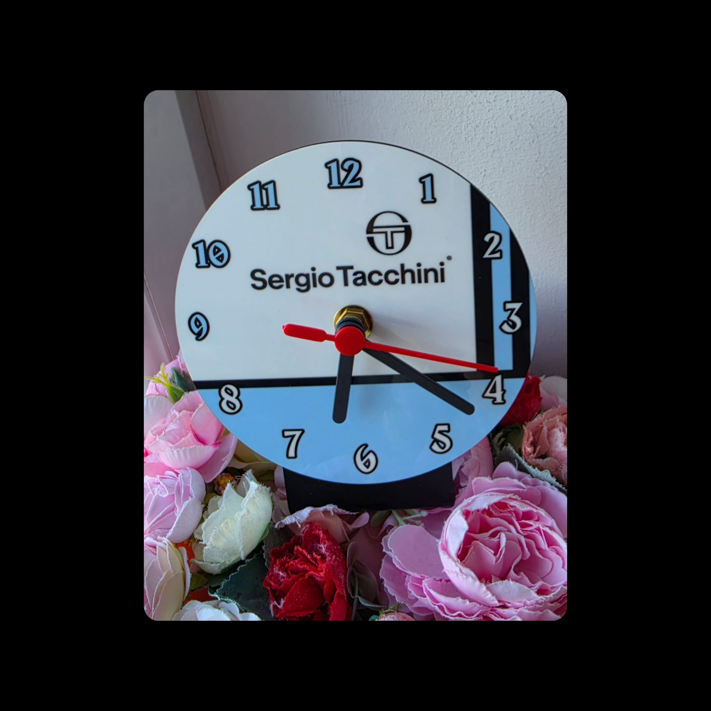 Sergio Tacchini Blue Round MDF Desk Clock 12.7cm (5")
