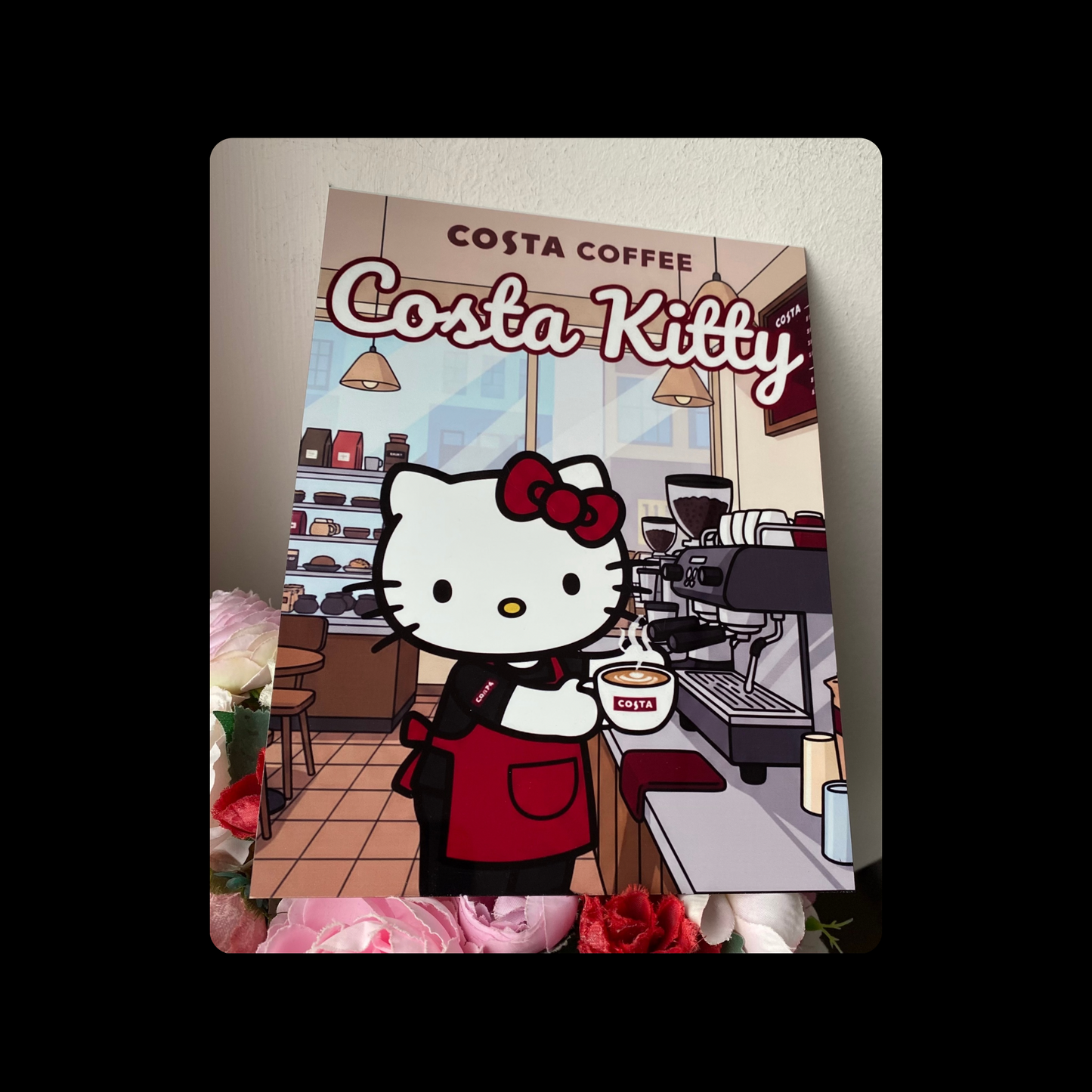 Hello Kitty Costa Coffee Metal Bar Sign 15cm x 20cm