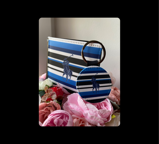 Ralph Lauren Striped PU Material Wallet & Keyring
