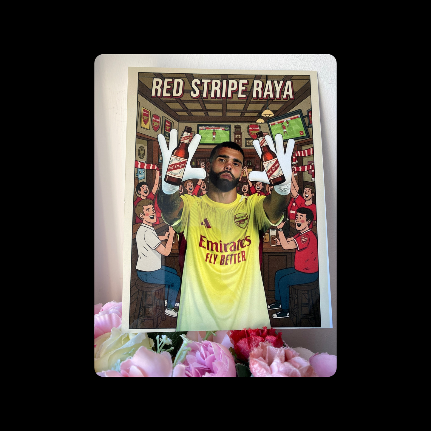 Arsenal Red Stripe Raya Metal Bar Sign 15cm x 20cm