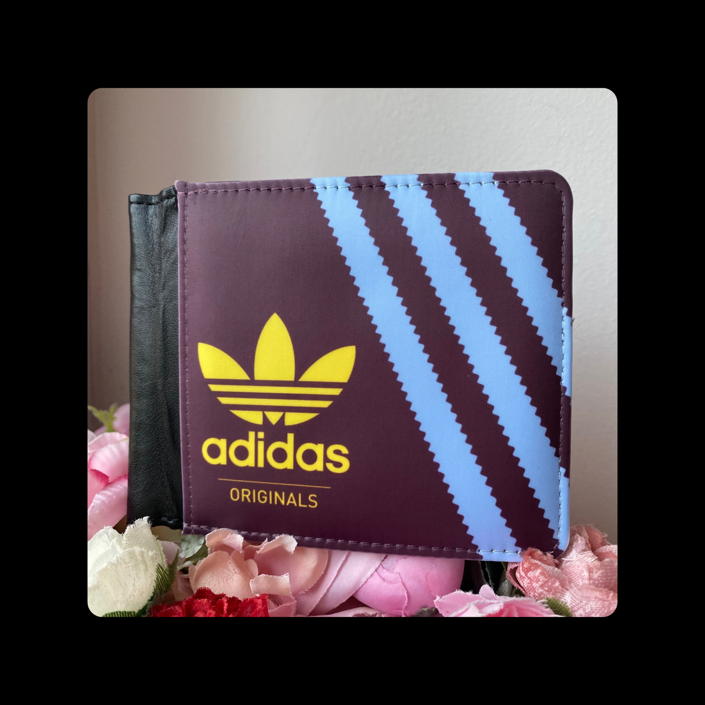 Adidas Originals Claret & Blue Shoebox Style PU Aston Villa Colours Material Wallet & Keyring