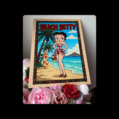 Betty Boop Beach Metal Bar Sign 15cm x 20cm