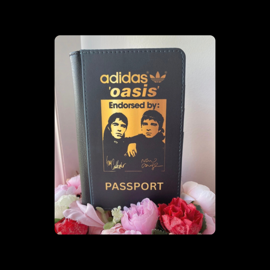 Adidas Endorsed By Oasis Black & Gold PU Material Passport Holder