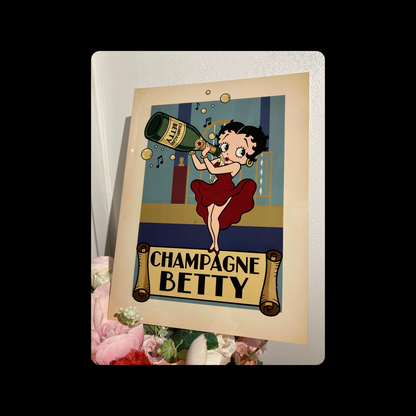 Betty Boop Champagne Metal Bar Sign 15cm x 20cm