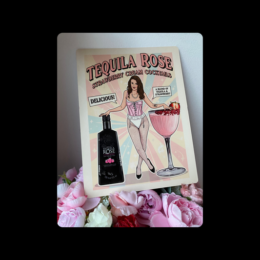Tequila Rose Strawberry Cream Cocktail Pin Up Girl Metal Bar Sign 15cm x 20cm