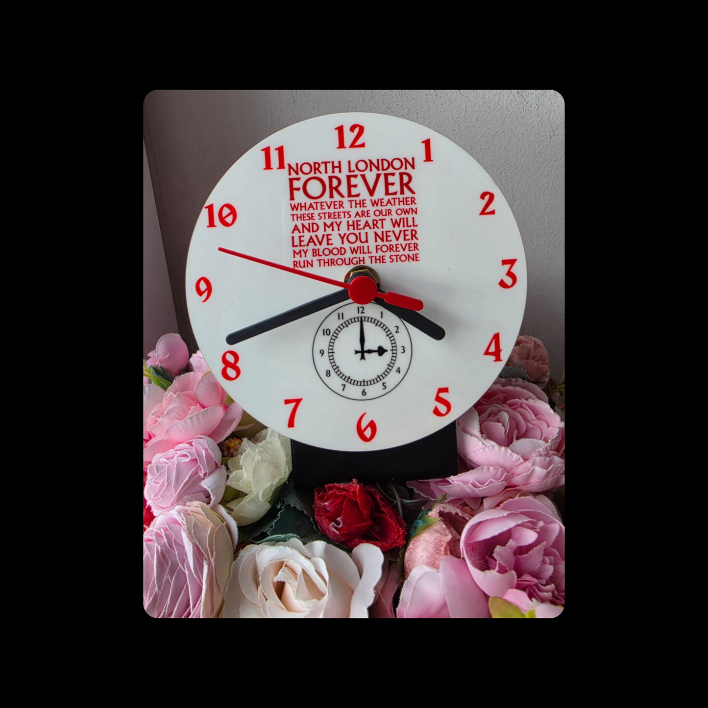 Arsenal North London Forever Lyrics Clock End Clock Round MDF Desk Clock 12.7cm (5")