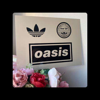 Adidas Oasis Live 25 Cream & Black Metal Bar Sign 15cm x 20cm