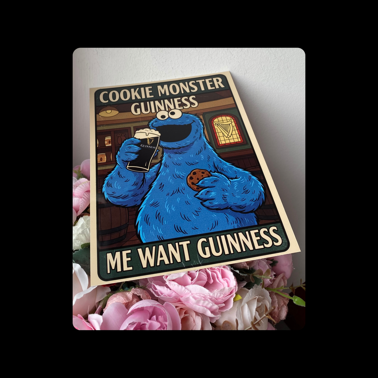 Cookie Monster Guinness Metal Bar Sign 15cm x 20cm