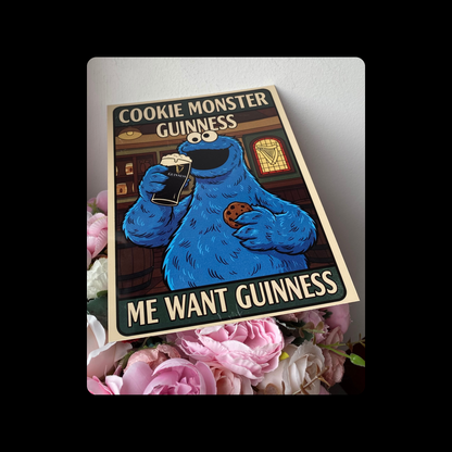 Cookie Monster Guinness Metal Bar Sign 15cm x 20cm