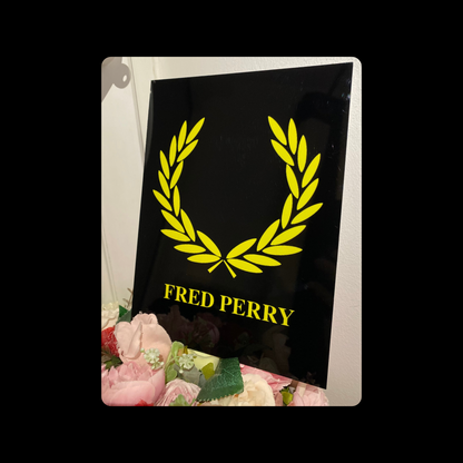 Fred Perry Black & Yellow Metal Bar Sign 15cm x 20cm