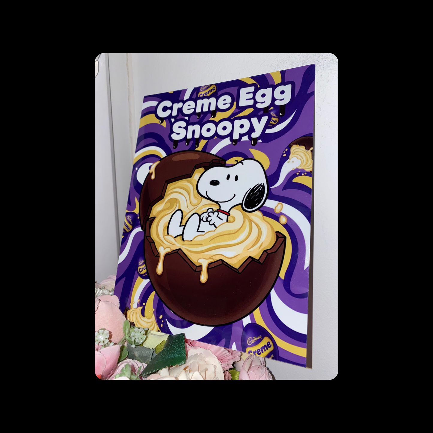 Snoopy Creme Egg Metal Bar Sign 15cm x 20cm