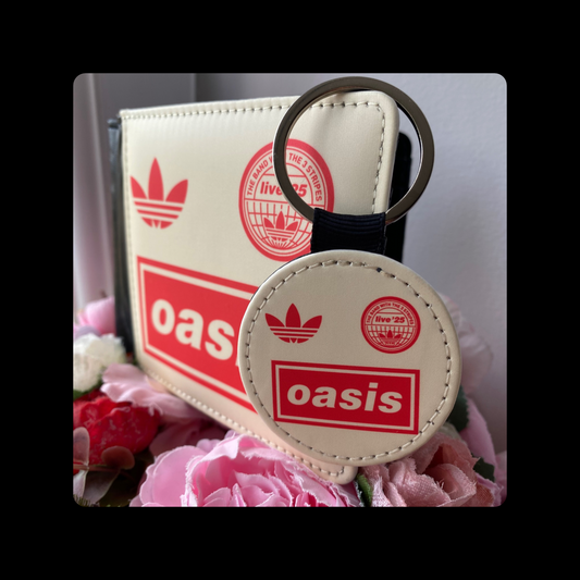 Adidas Oasis 25 Collaboration Cream & Red PU Material Wallet & Keyring