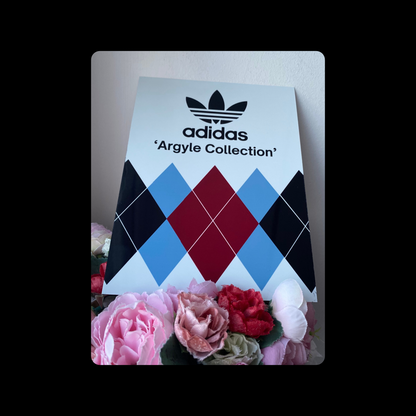 Adidas Originals Argyle Golf 80’s Football Casual Style White Metal Bar Sign 15cm x 20cm