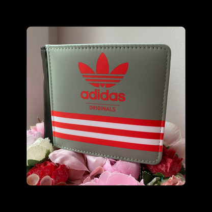 Adidas Originals Olive Grey, Red & White PU Material Wallet