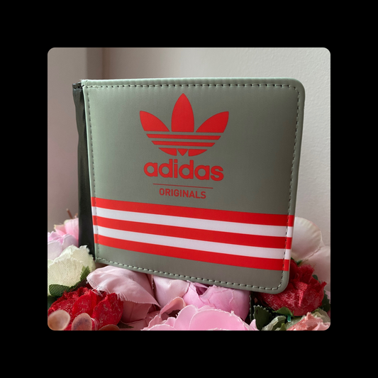 Adidas Originals Olive Grey, Red & White PU Material Wallet