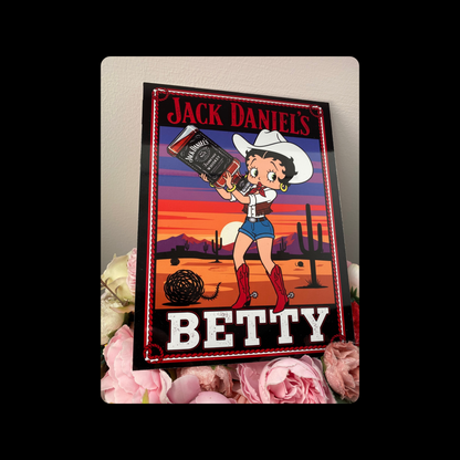 Betty Boop Jack Daniel’s Cowgirl Metal Bar Sign 15cm x 20cm