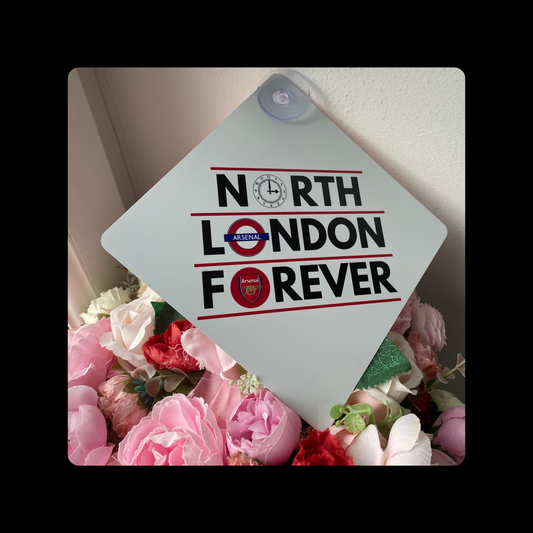 Arsenal North London Forever Metal Window Sign 14cm x 14cm (Includes Suction Hook)