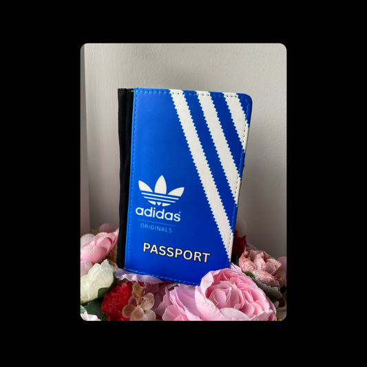 Adidas Originals Blue & White Shoebox Style PU Material Passport Holder