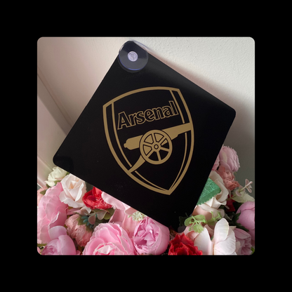 Arsenal Badge Black & Gold Metal Window Sign 14cm x 14cm (Includes Suction Hook)