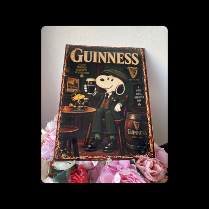 Snoopy Guinness Metal Bar Sign 15cm x 20cm