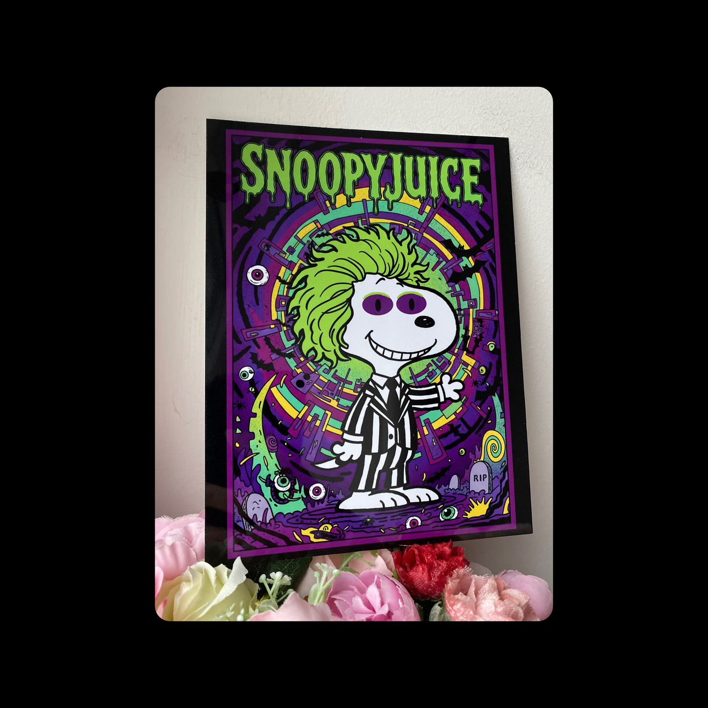 Snoopy Snoopyjuice (Beetlejuice) Metal Bar Sign 15cm x 20cm