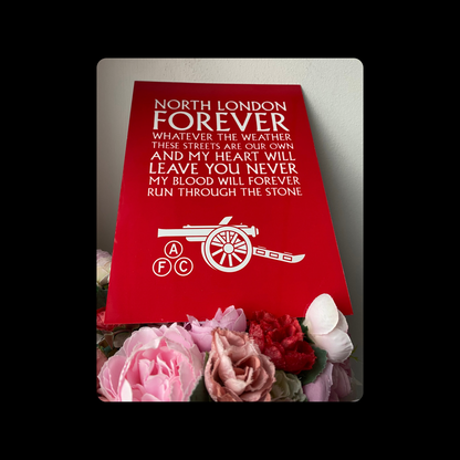Arsenal North London Forever Lyrics 1978-1979 Badge Metal Bar Sign 15cm x 20cm
