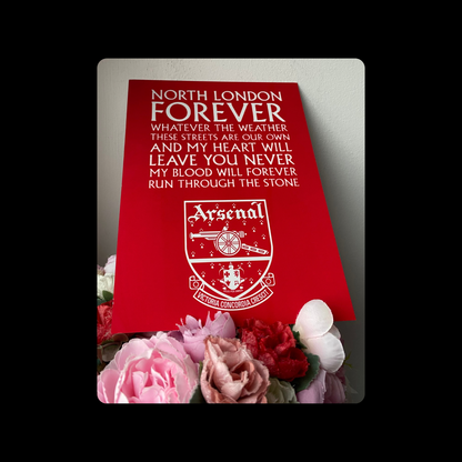 Arsenal North London Forever Lyrics 1990-1994 Badge Metal Bar Sign 15cm x 20cm