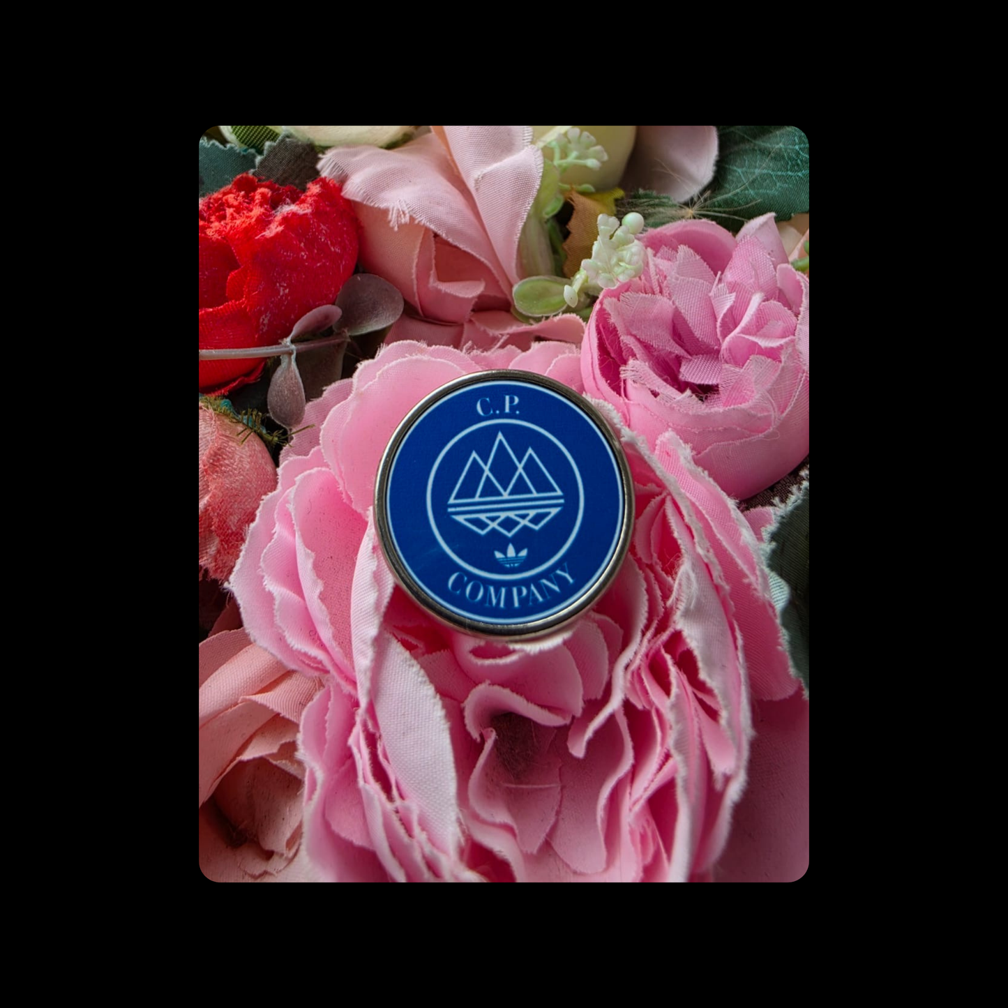 Adidas C.P Company Blue & White Round Pin Badge 20mm
