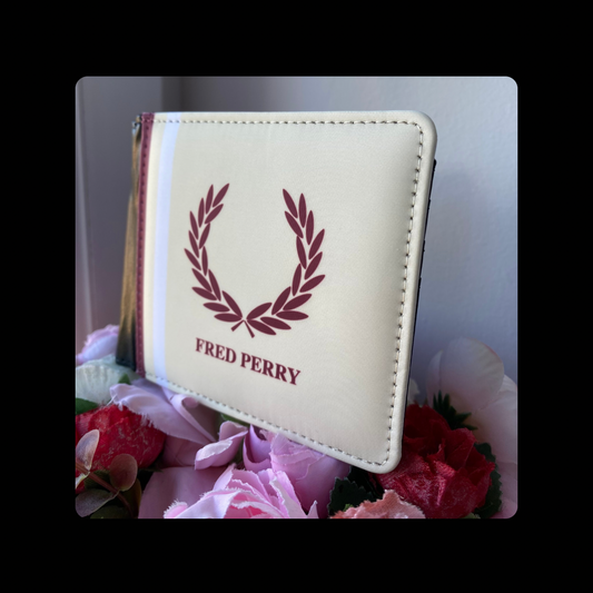 Fred Perry Cream, White & Burgundy PU Material Wallet