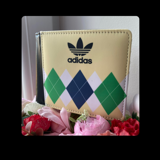 Adidas Originals Argyle Golf 80’s Football Casual Style Cream/Yellow PU Leather Wallet
