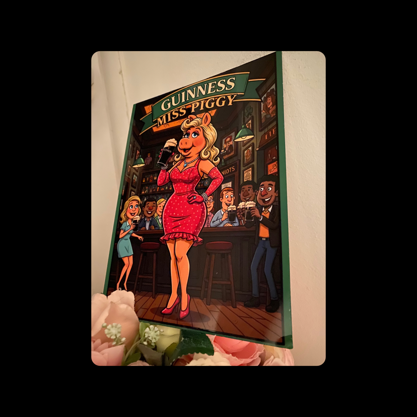 Miss Piggy Guinness Metal Bar Sign 15cm x 20cm