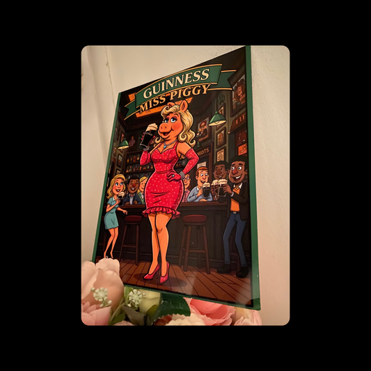 Miss Piggy Guinness Metal Bar Sign 15cm x 20cm