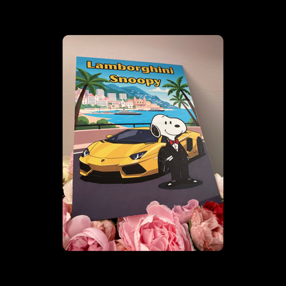 Snoopy Lamborghini Metal Bar Sign 15cm x 20cm