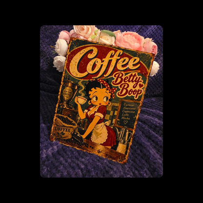 Betty Boop Coffee Metal Bar Sign 15cm x 20cm