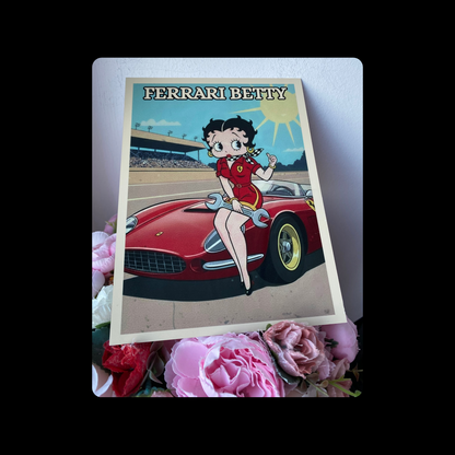 Betty Boop Ferrari Metal Bar Sign 15cm x 20cm
