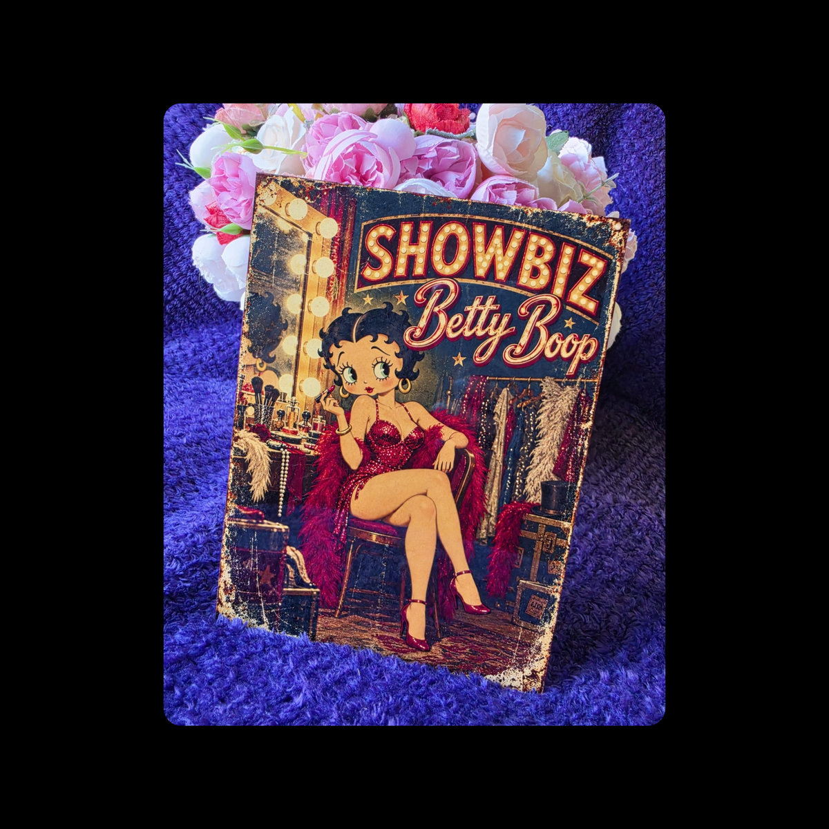 Betty Boop Showbiz Metal Bar Sign 15cm x 20cm