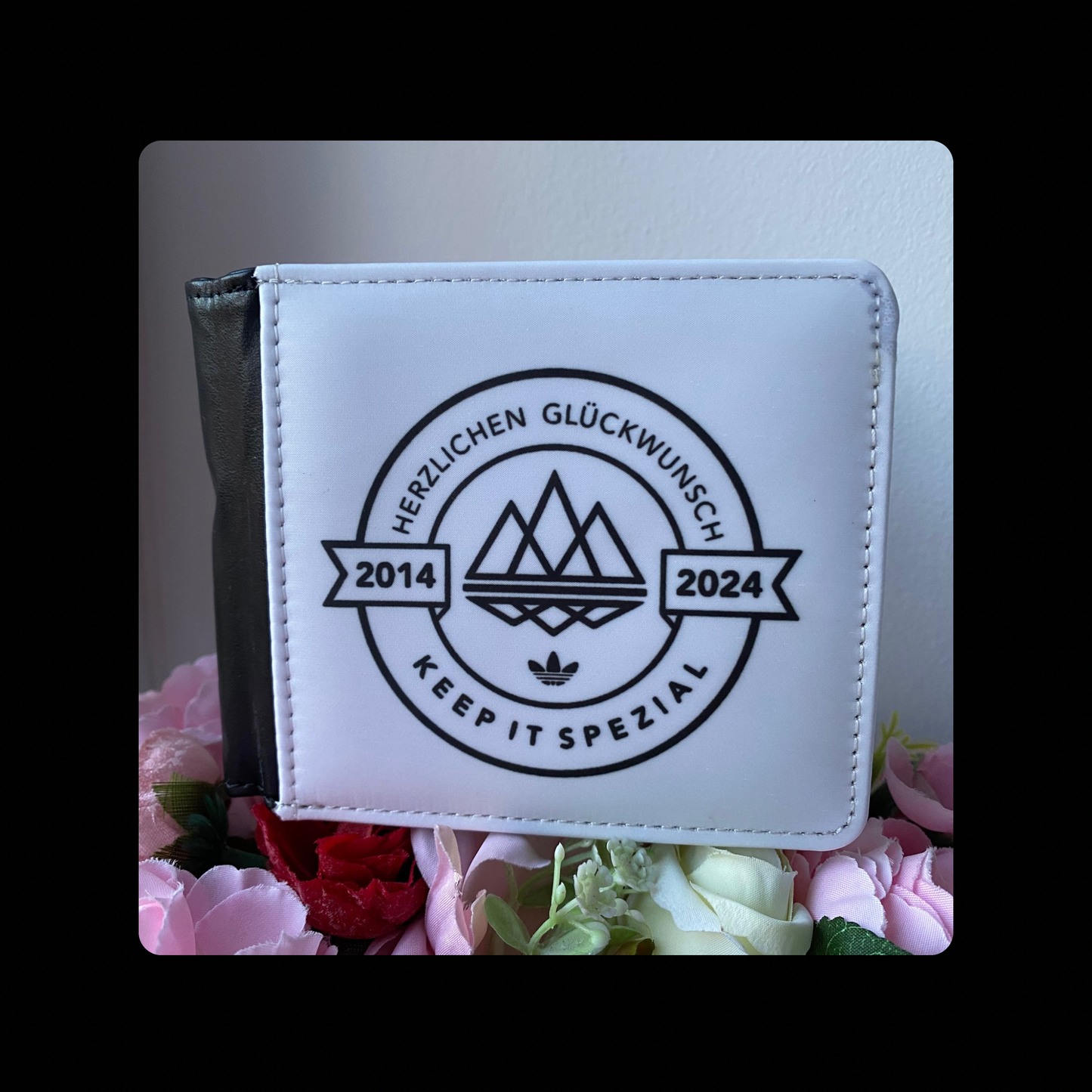 Adidas Spezial 10th Anniversary White & Black PU Material Wallet 10cm x 9.5cm