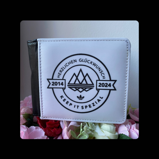 Adidas Spezial 10th Anniversary White & Black PU Material Wallet 10cm x 9.5cm