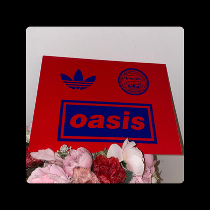 Adidas Oasis Live 25 Red & Blue Metal Bar Sign 15cm x 20cm