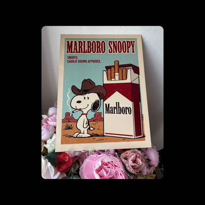 Snoopy Marlboro Cigarettes Charlie Brown Approved Metal Bar Sign 15cm x 20cm