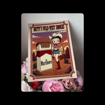 Betty Boop Marlboro Cigarettes Wild West Smokes Metal Bar Sign 15cm x 20cm