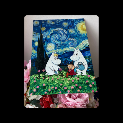 Moomin Van Gogh Starry Night Gardening Metal Bar Sign 15cm x 20cm