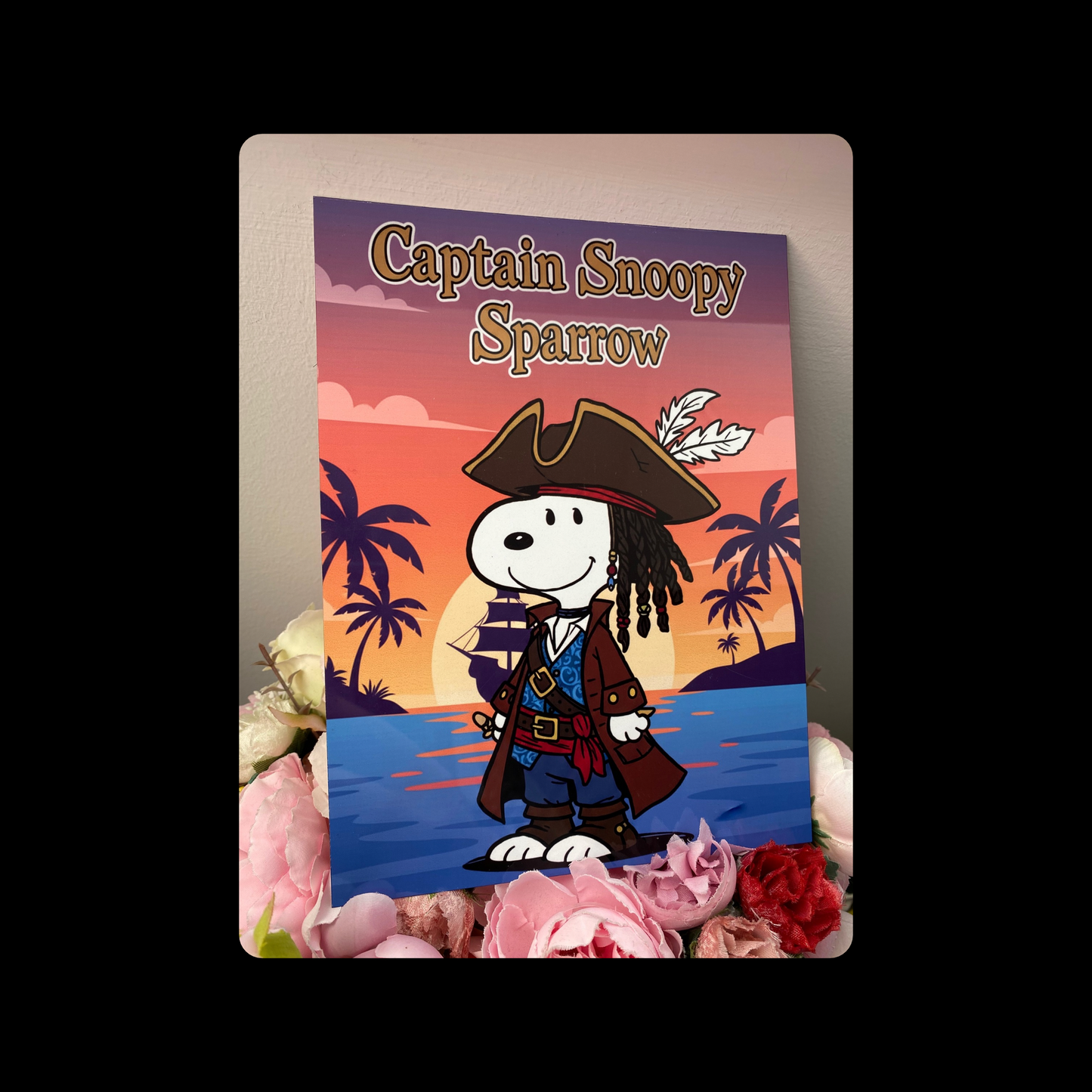 Snoopy Captain Jack Sparrow Metal Bar Sign 15cm x 20cm