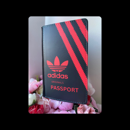 Adidas Originals Black & Red Shoebox Style PU Material Passport Holder