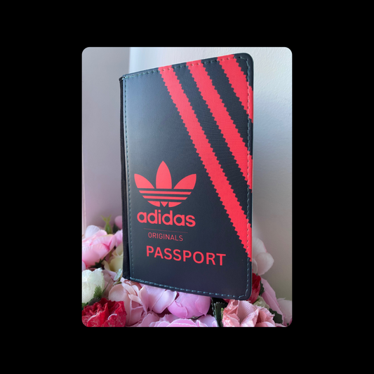 Adidas Originals Black & Red Shoebox Style PU Material Passport Holder